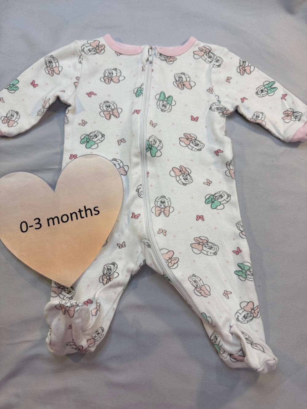 Disney - Minnie Mouse Newborn footed sleeper. Size 0 - 3 months